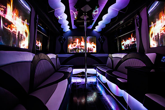 inside the limo bus